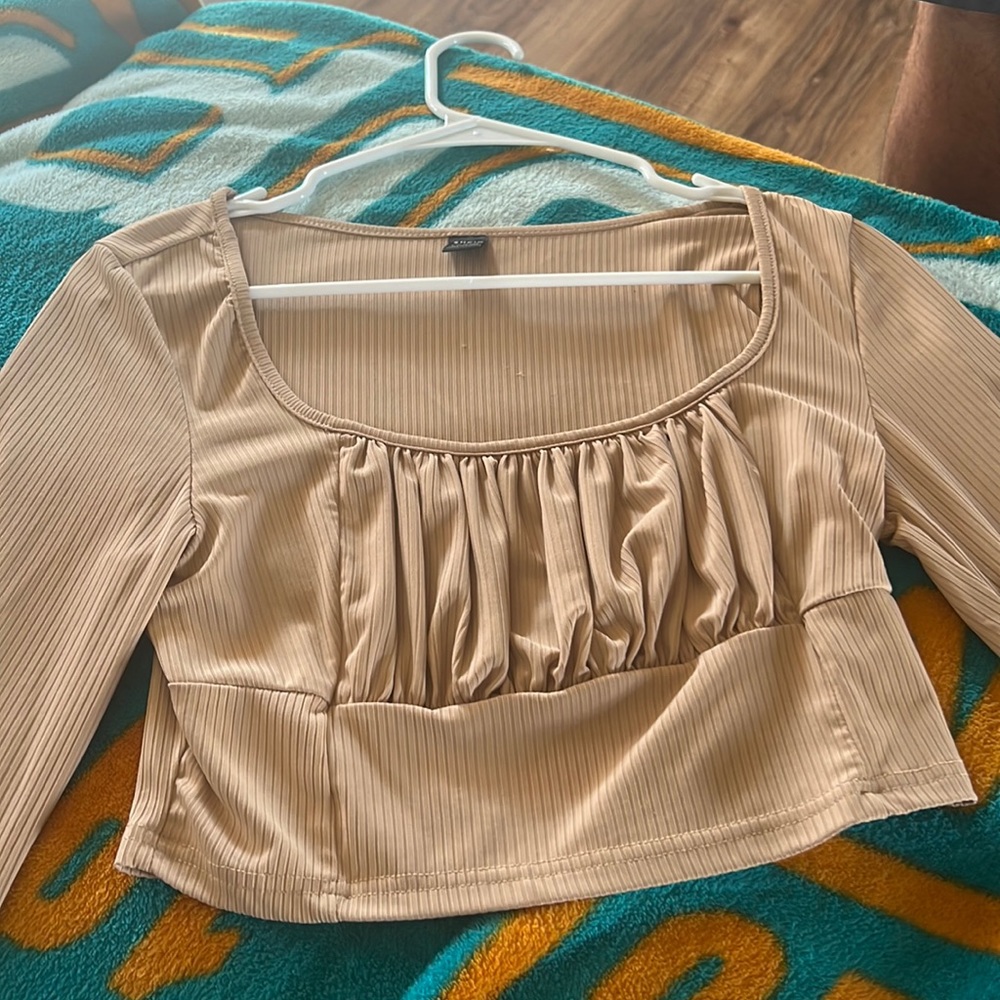 tan cropped long sleeve